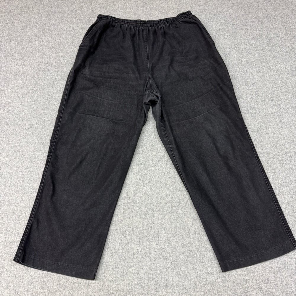 Alfred Dunner Pants 18 Black Elastic Waist Pockets Stretch Cotton Blend Denim
